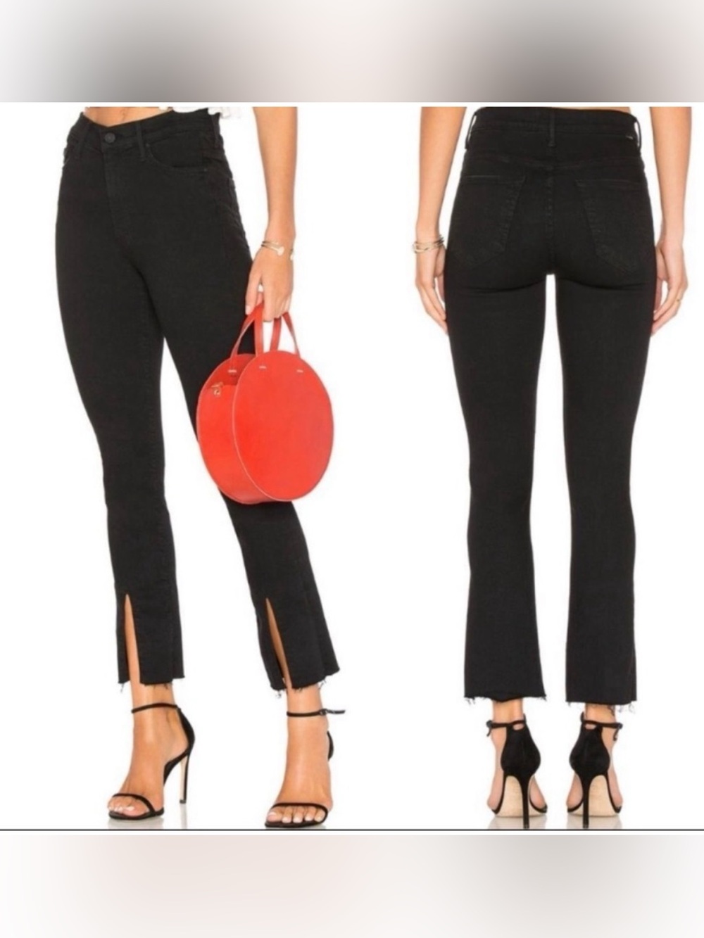 MOTHER the Insider Slit Ankle Fray Jeans Black 28